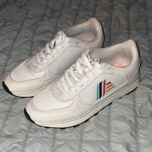 Aldi Brand Stylish White Trainers with Multicolor Accents